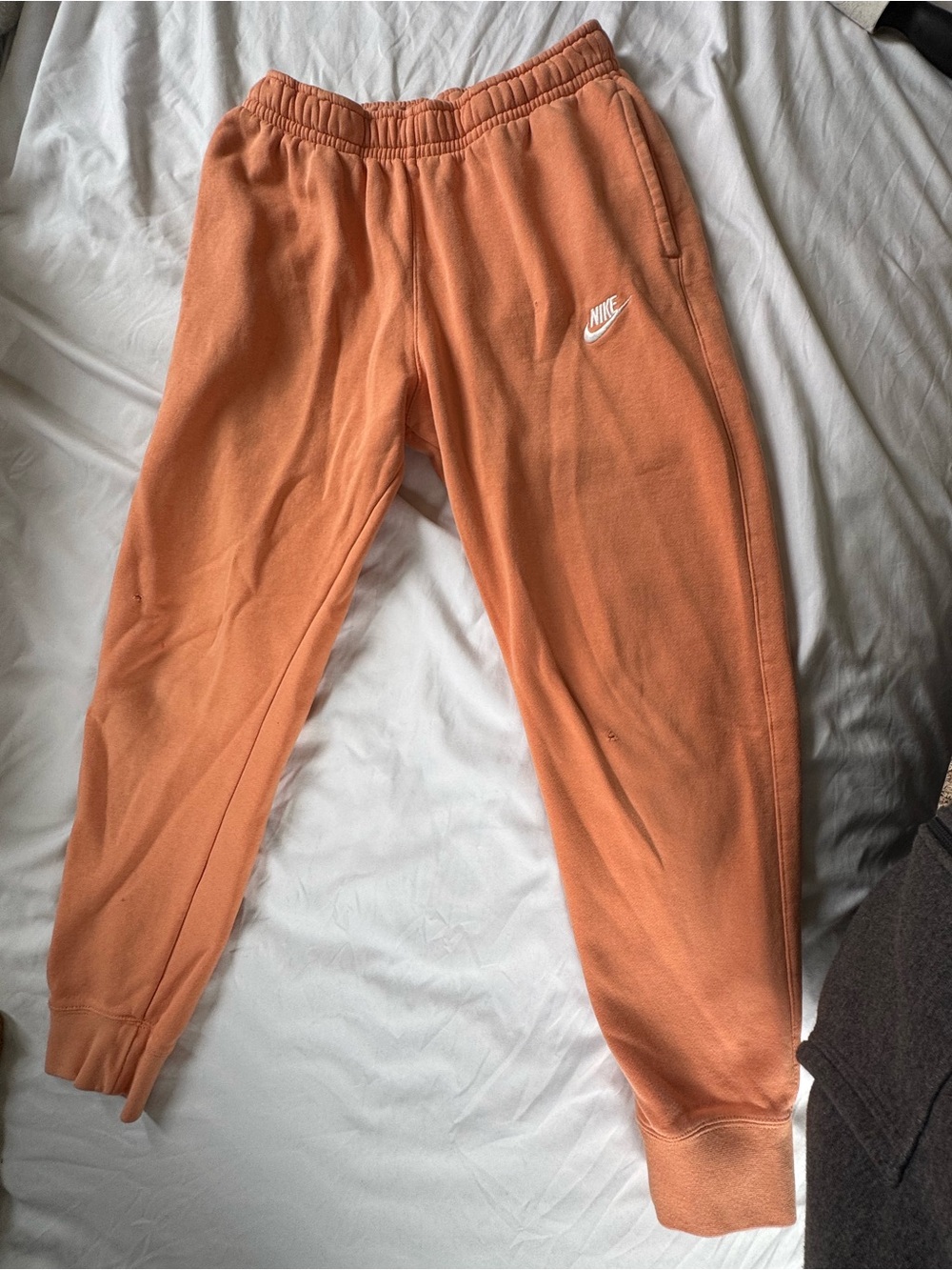 Nike Kids Orange Fleece Joggers with White Logo